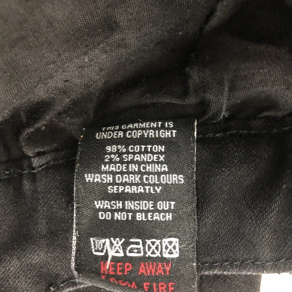 Illusion attire jeans women's 30 black patch grunge skinny lettering 30 x 29